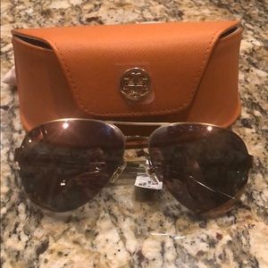 Tory Burch Gold Aviator Sunglasses
